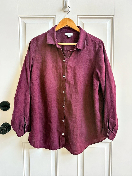 J. Jill Tops - J.Jill Love Linen Essential Shirt 100% Linen Button Down Purple cuff